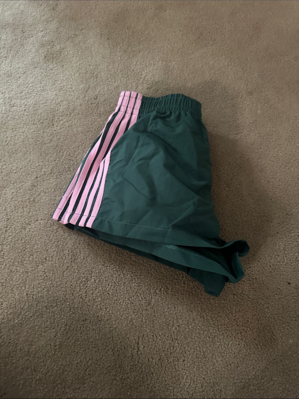 SHEIN Green Athletic Shorts with Pink Side Stripes - Picture 3 of 3